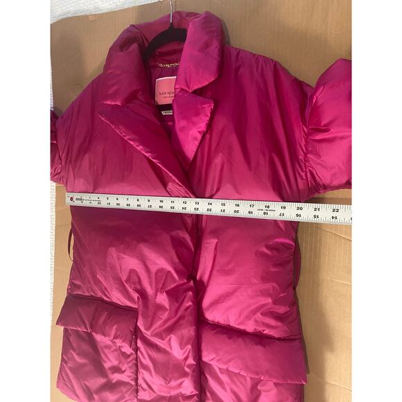 KATE SPADE COAT PINK PUFFER WINTER PREPPY FEMININE COQUETTE WINTER BELTED TIE - Picture 13 of 13